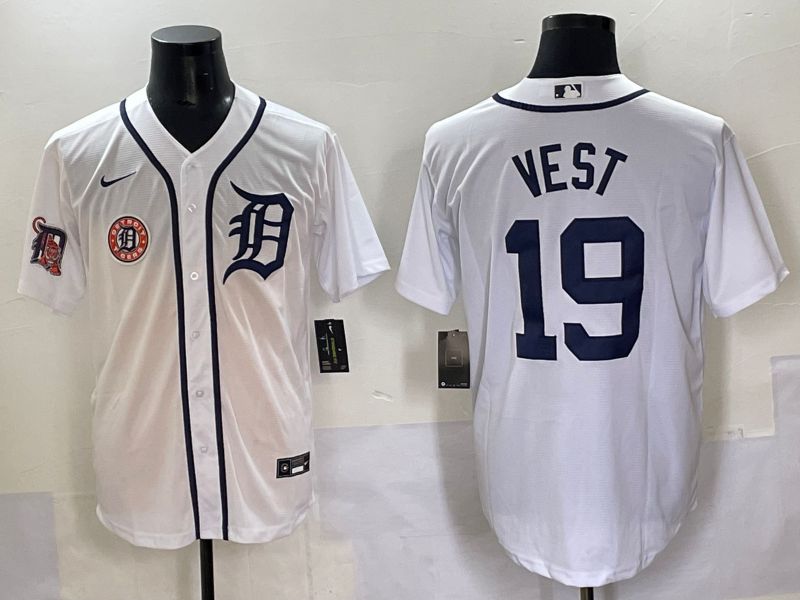 Men 2025 Detroit Tigers 19 Vest White Game Nike MLB Jersey style 7